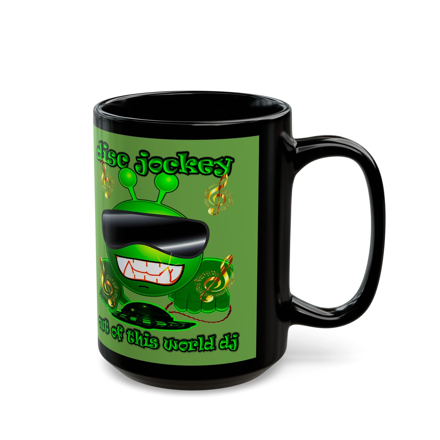 disc jockey - Black Mug (green)