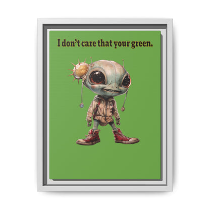 I don't care that your green - framed canvas art (green)