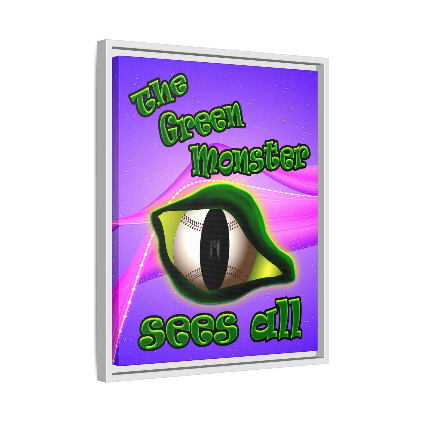 green monster - framed canvas art (purple-pink wave)