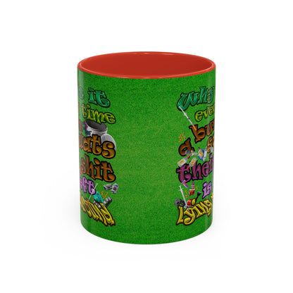 the bum's shit - Accent Mug (green turf)