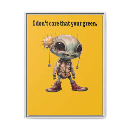 I don't care that your green - framed canvas art (yellow)