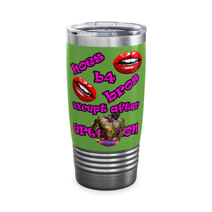 hoes b4 bros - Ringneck Tumbler, 20oz (green)