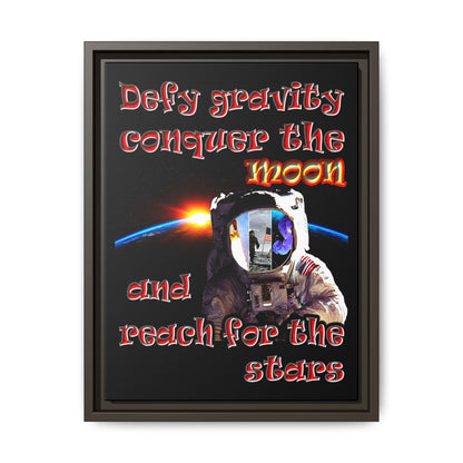 defy conquer reach - framed canvas art (black)