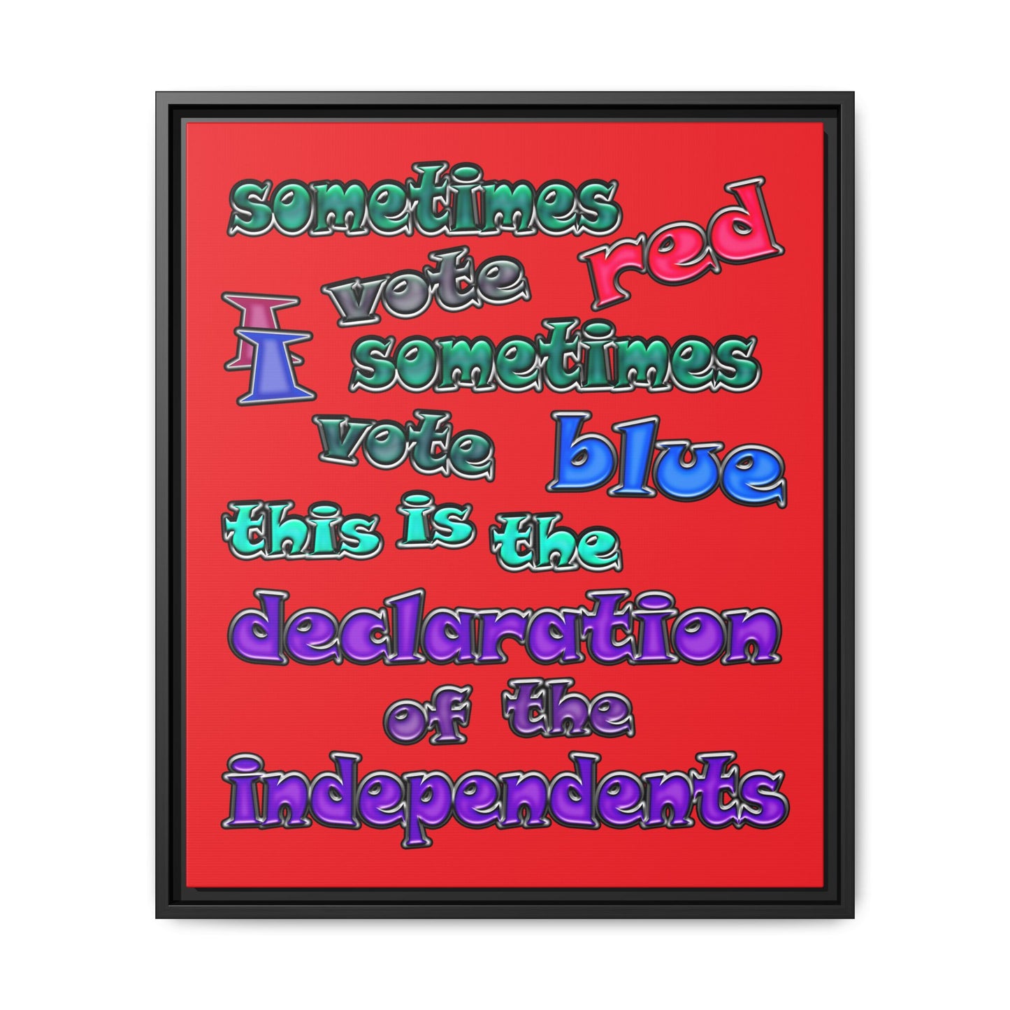 declaration of the independents - framed canvas art (red)