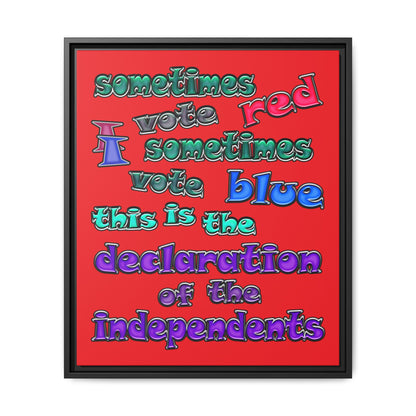declaration of the independents - framed canvas art (red)