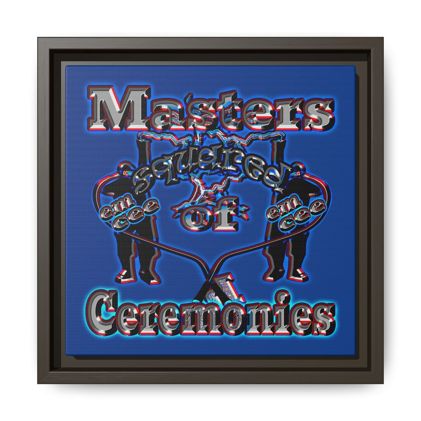 em cee squared - framed canvas art (dark blue)