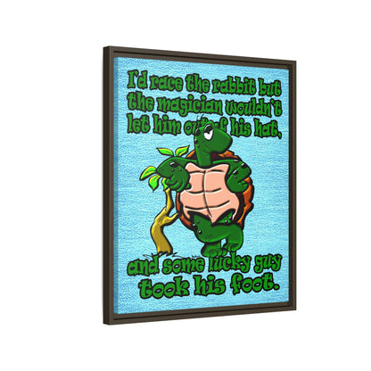 turtle race - framed canvas art (faded blue)