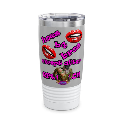 hoes b4 bros - Ringneck Tumbler, 20oz (light grey)