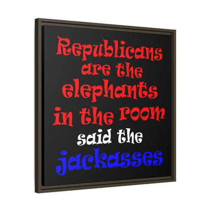 donkeys and elephants - framed canvas art (black)