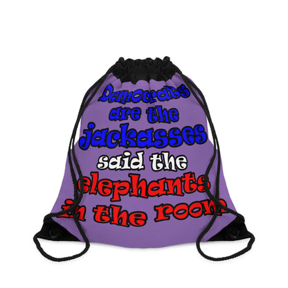 donkeys and elephants - Drawstring Bag (light purple)