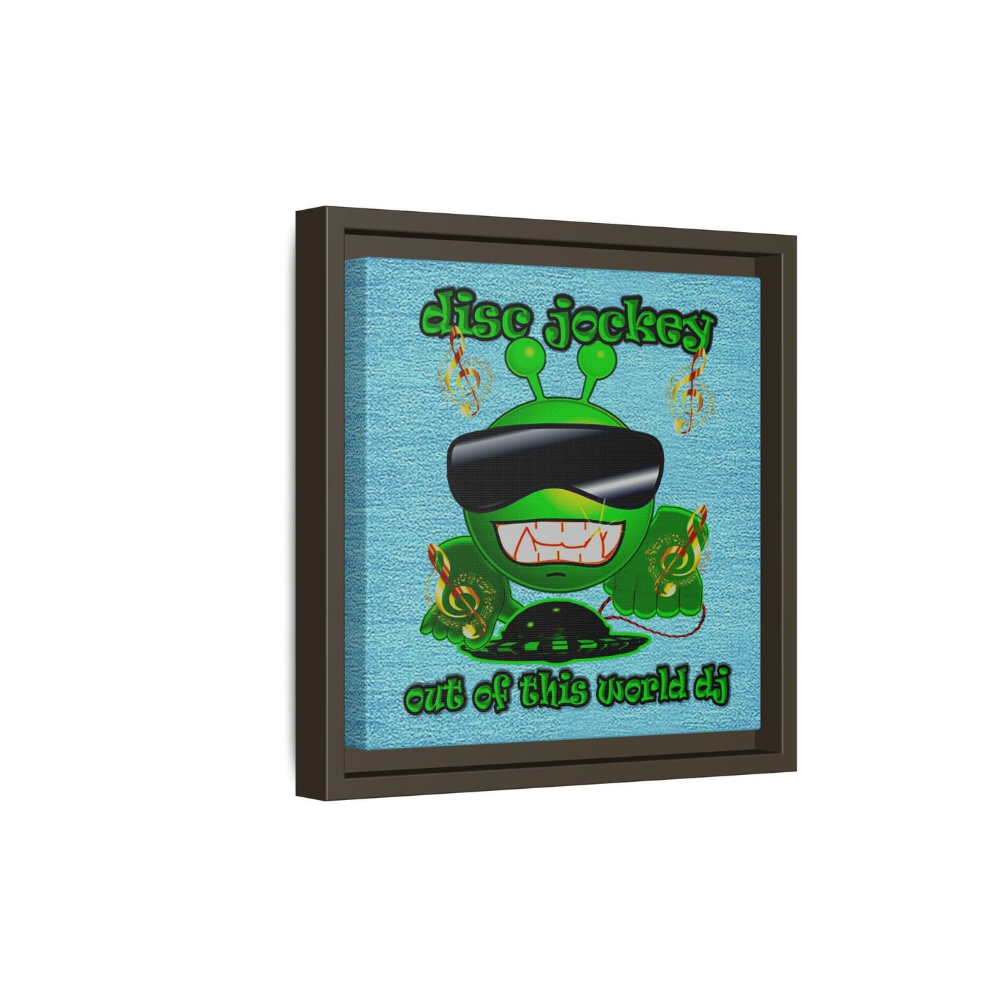 disc jockey - framed canvas art (faded blue)