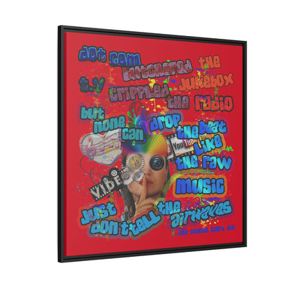 drop the beat - framed canvas art (dark red)