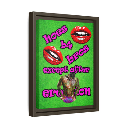 hoes b4 bros - framed canvas art (green turf)