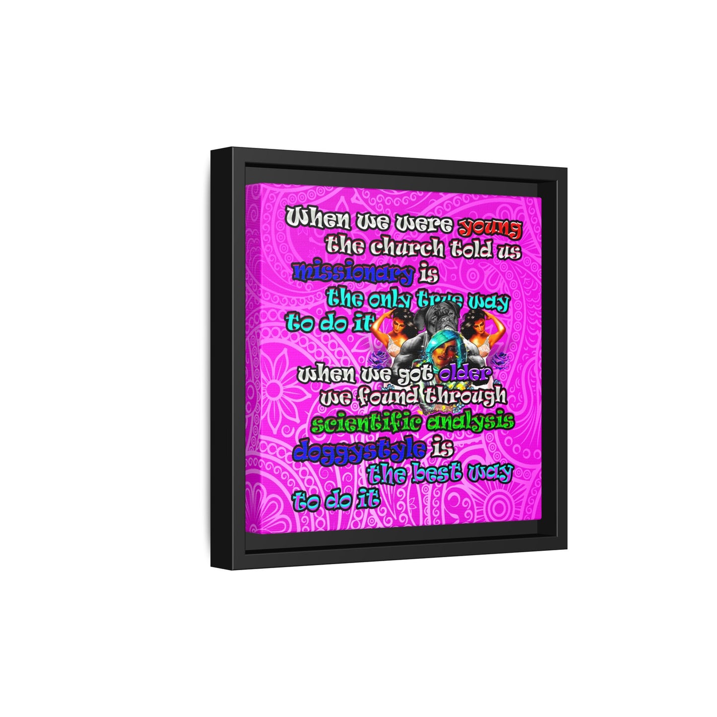 doggystyle - framed canvas art (pink swirl)