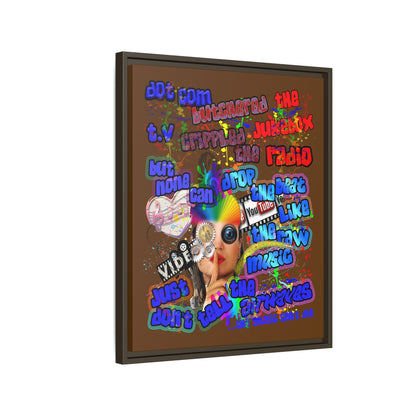 drop the beat - framed canvas art (brown)