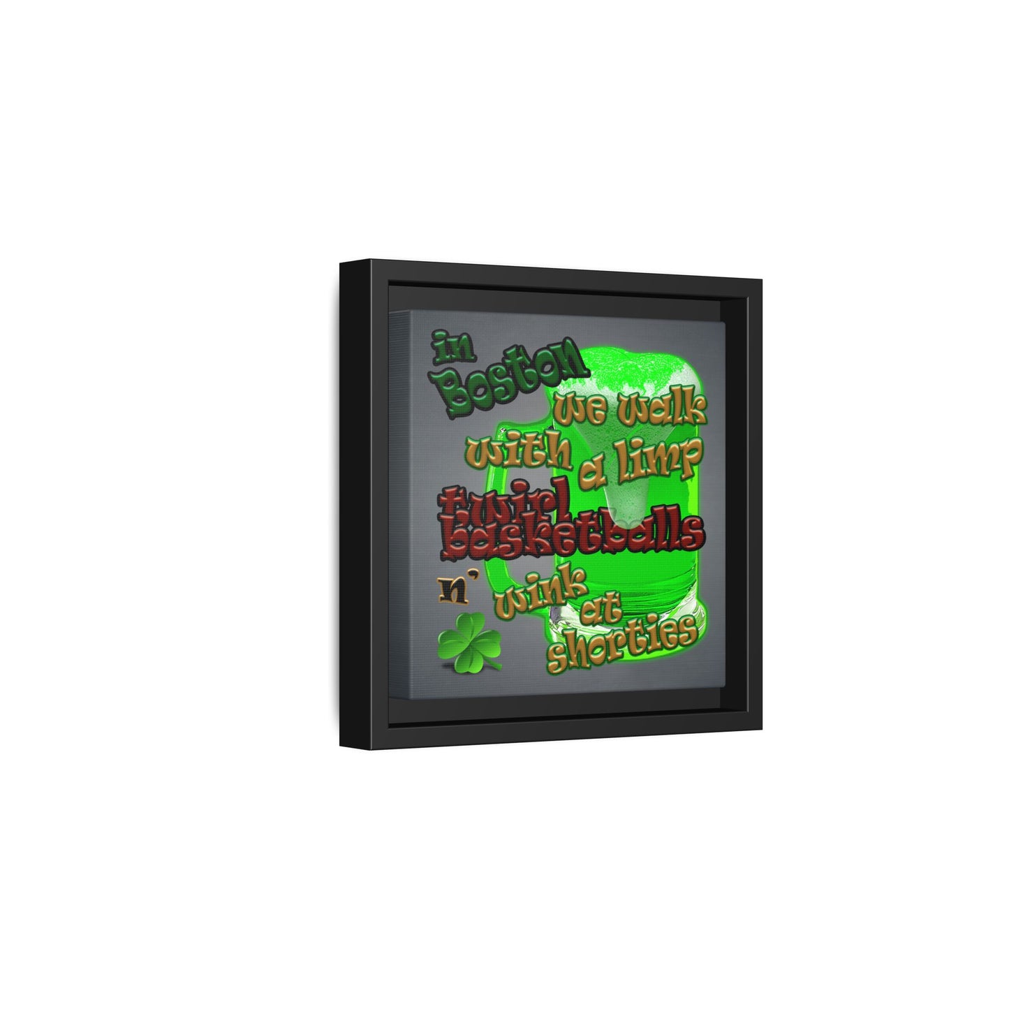 celtics logo - framed canvas art (grey-light grey)