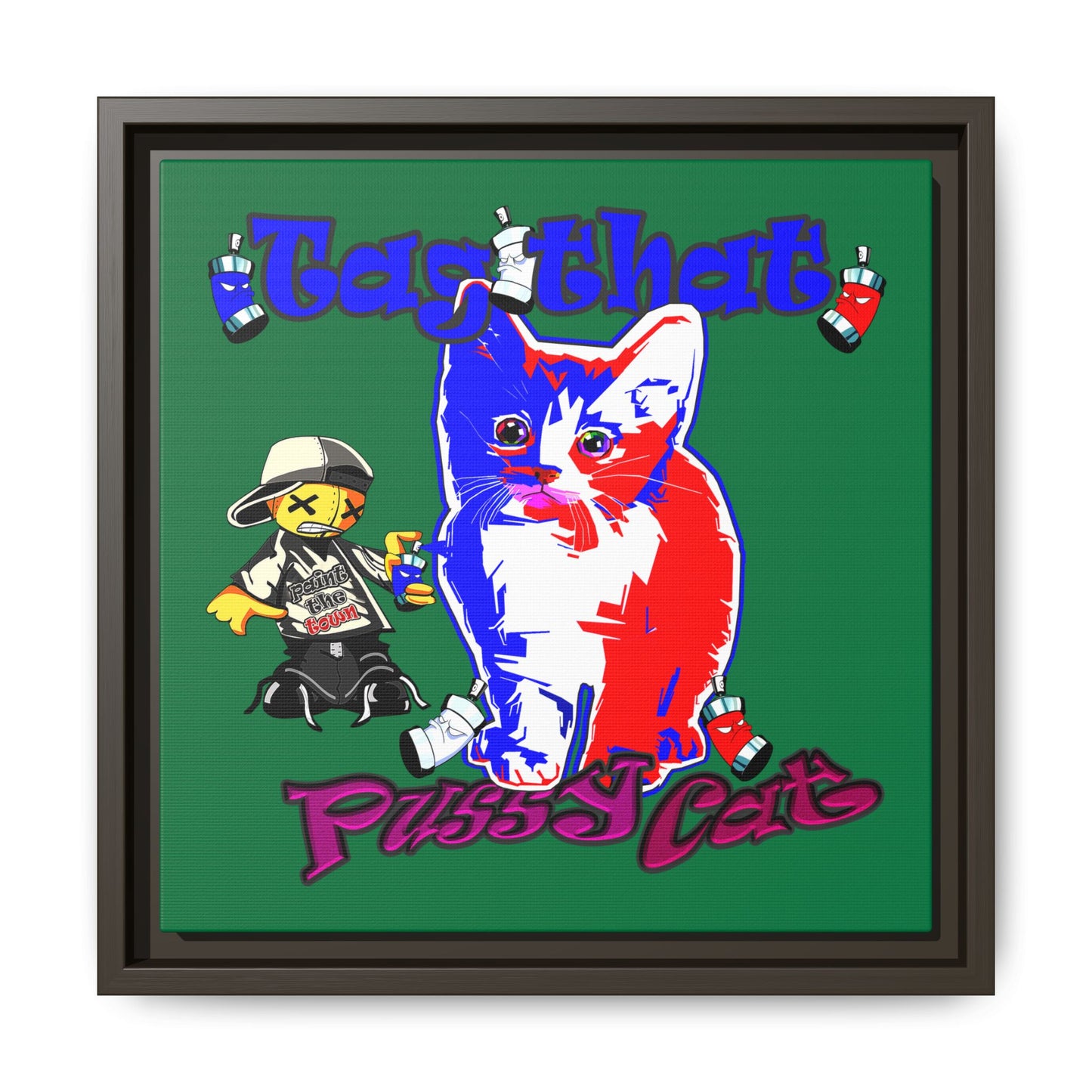 tag that - framed canvas art (dark green)