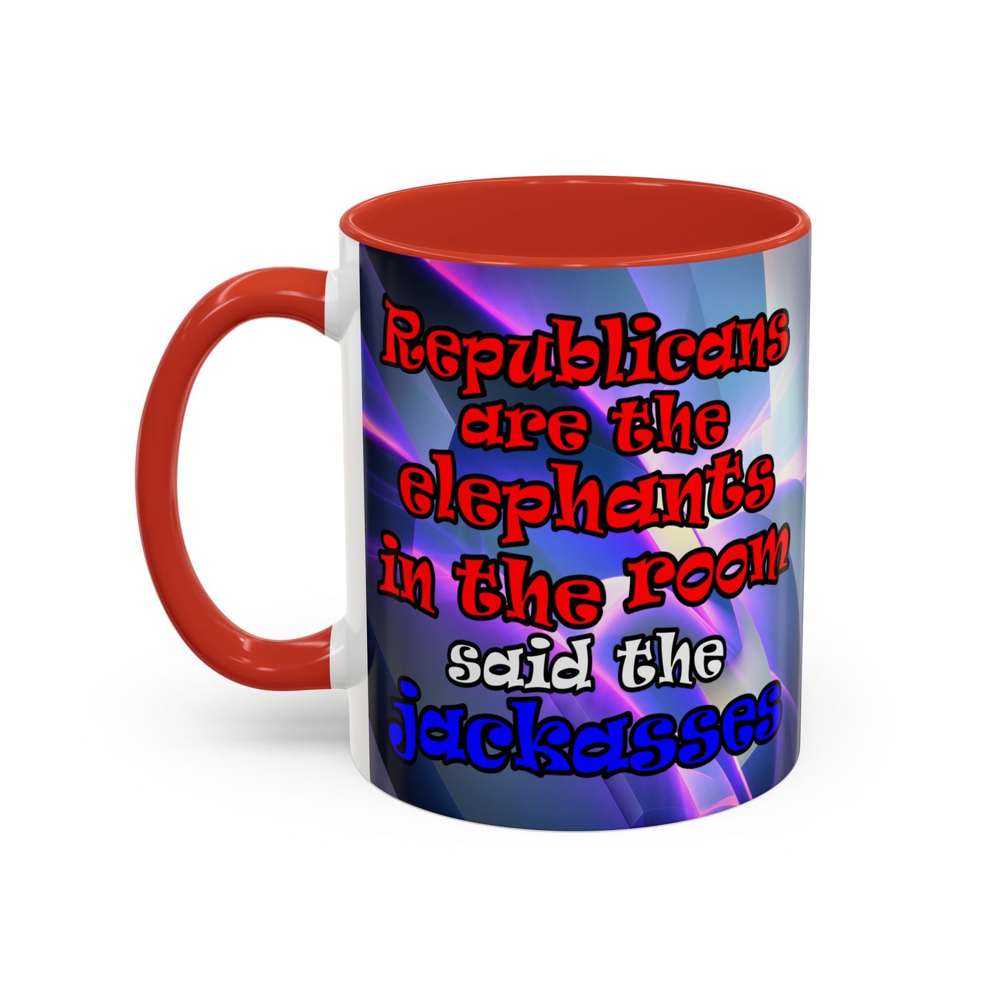 donkeys and elephants - Accent Mug (grey-pink wave)