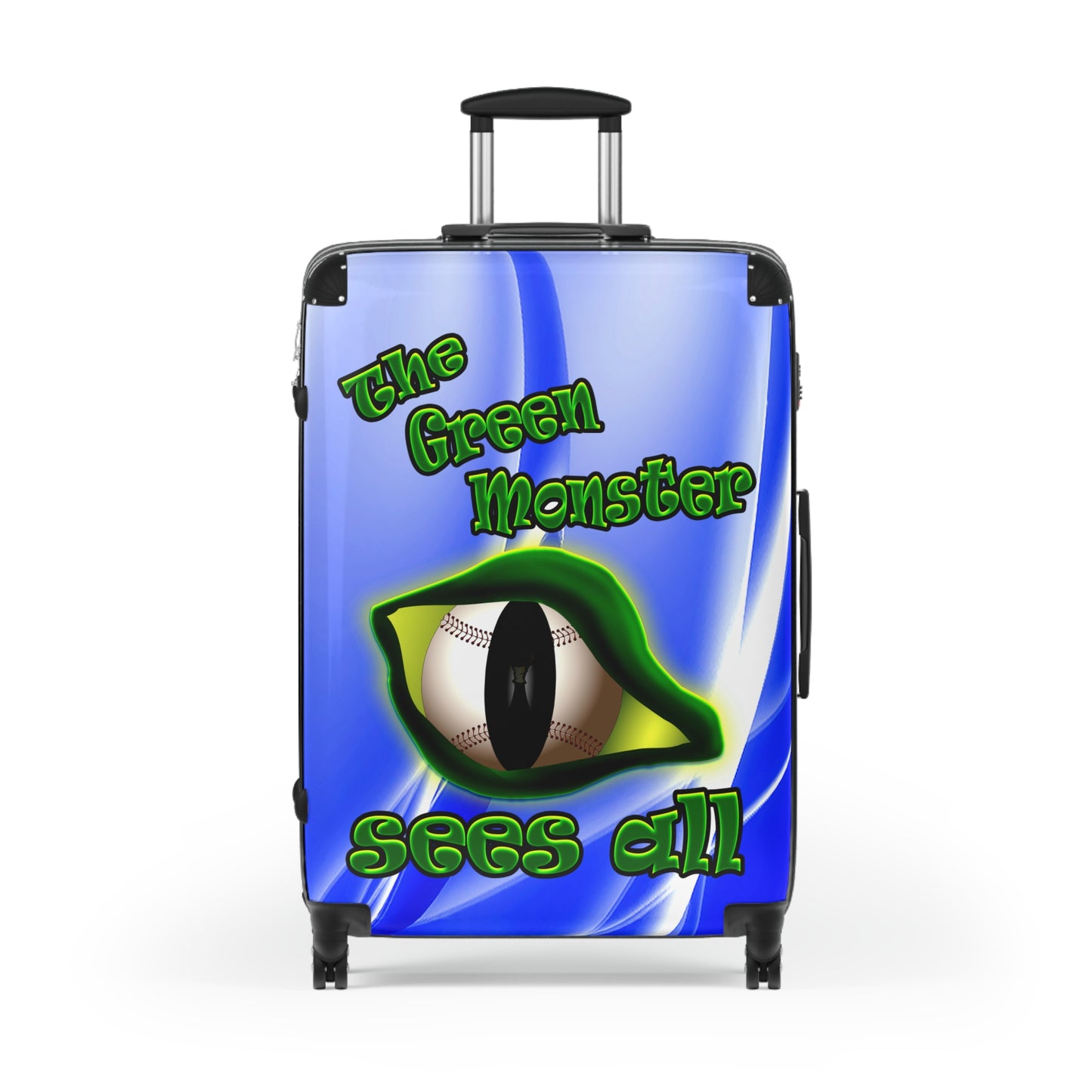 green monster - Suitcase (blue-white wave)