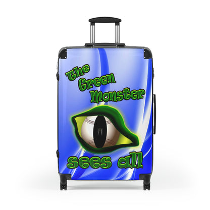 green monster - Suitcase (blue-white wave)