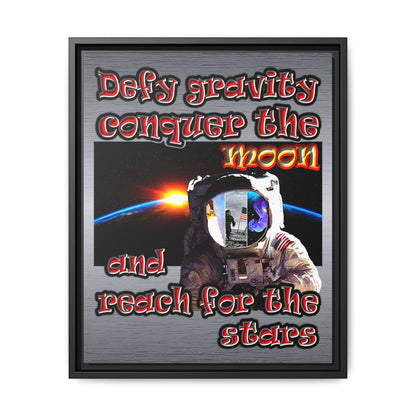defy conquer reach - framed canvas art (brushed nickel)