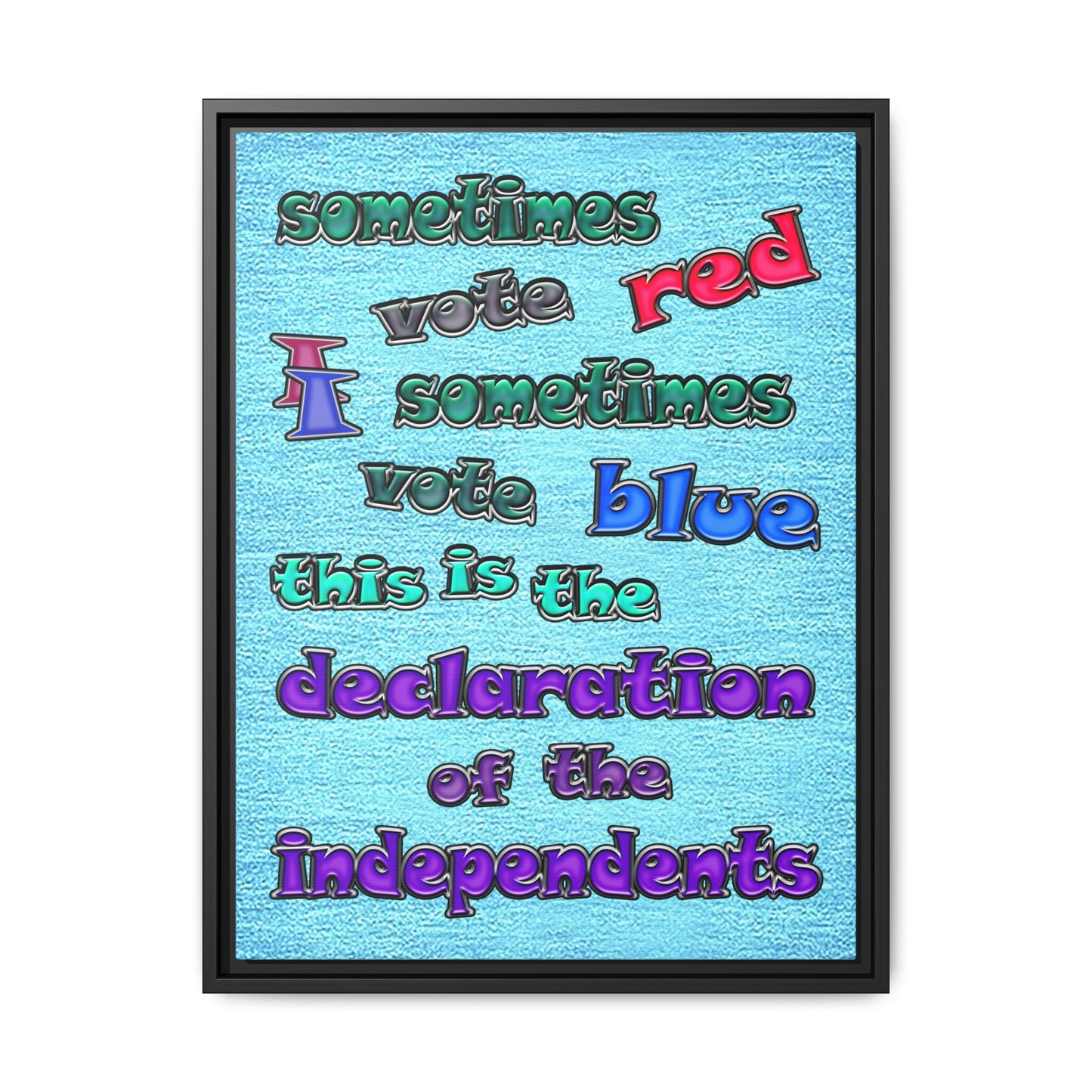 declaration of the independents - framed canvas art (faded blue)