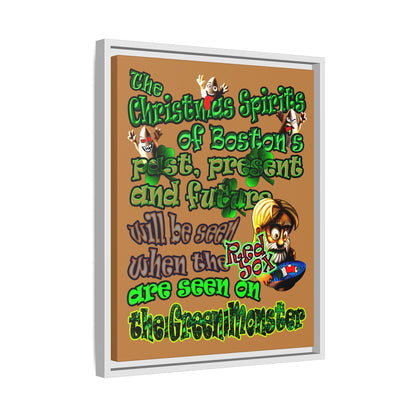 christmas spirits of boston - framed canvas art (light brown)