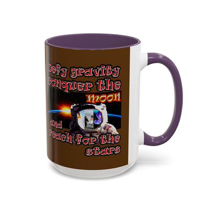 defy conquer reach - Accent Mug (brown)