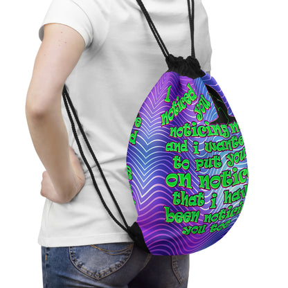 noticed you noticing - Drawstring Bag (purple wave)