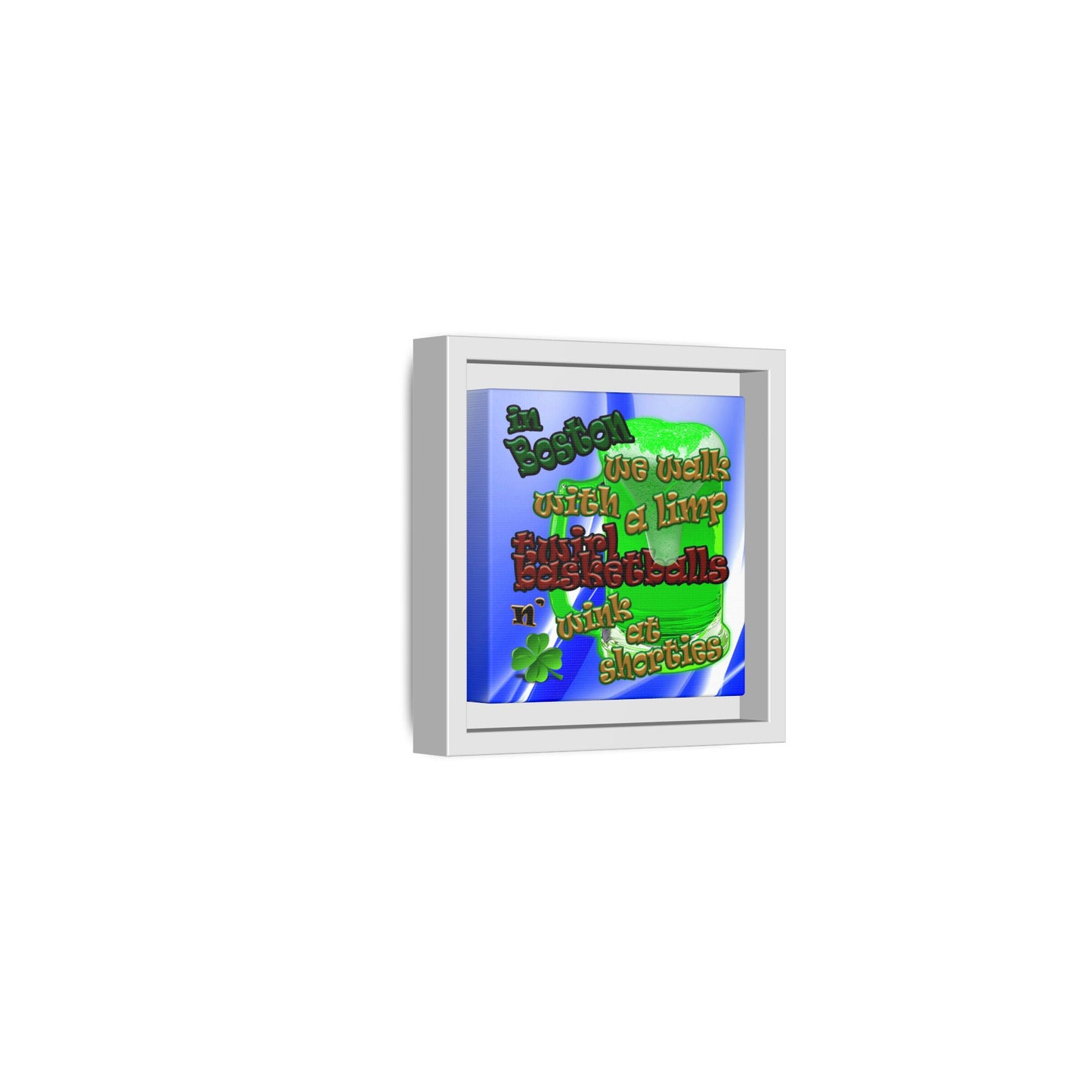 celtics logo - framed canvas art (blue-white wave)