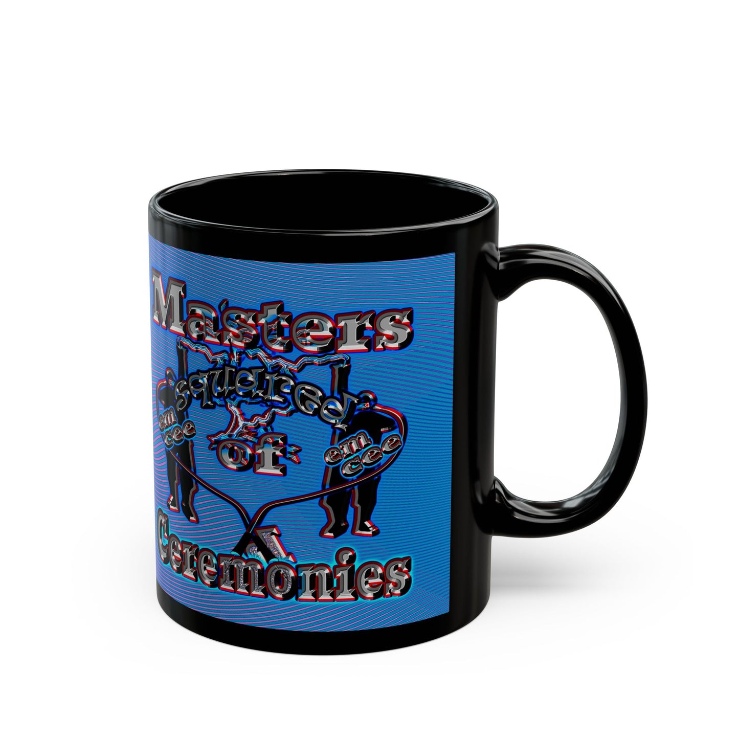 em cee squared - Black Mug (light blue-purple wave)