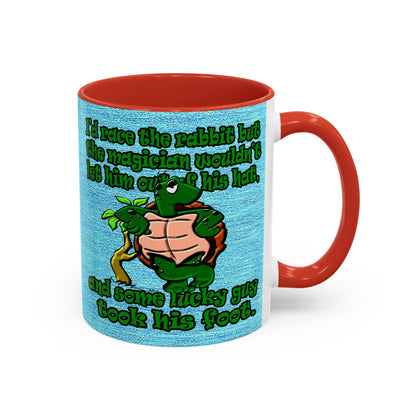 turtle race - Accent Mug (faded dark blue)