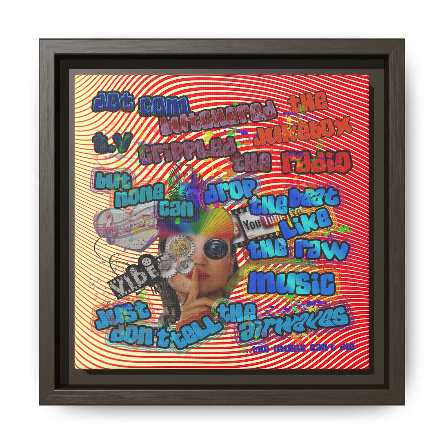 drop the beat - framed canvas art (yellow-orange wave)