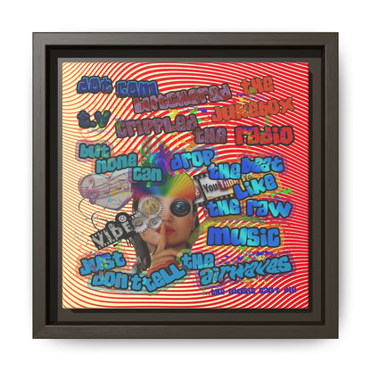 drop the beat - framed canvas art (yellow-orange wave)