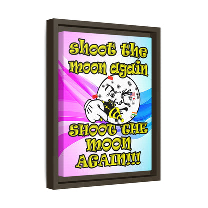 shoot the moon again - framed canvas art (light blue-pink wave)