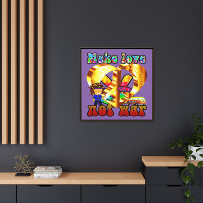 love peace - framed canvas art (light purple)