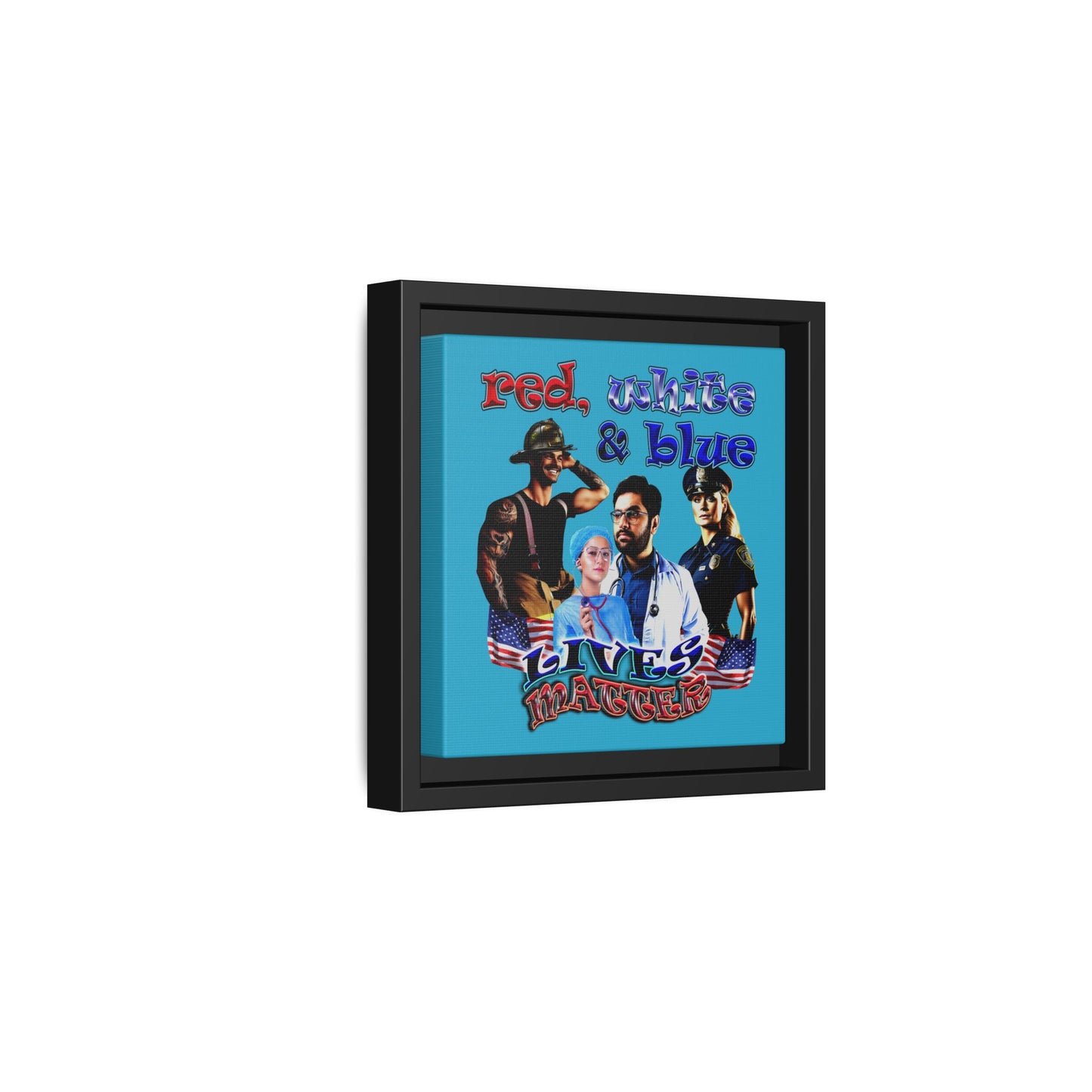 rw&b lives matter - framed canvas art (turquoise)