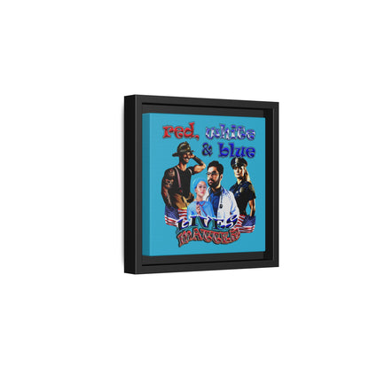 rw&b lives matter - framed canvas art (turquoise)