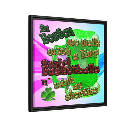 celtics logo - framed canvas art (light blue-pink wave)
