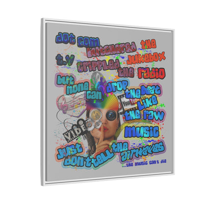 drop the beat - framed canvas art (light grey)