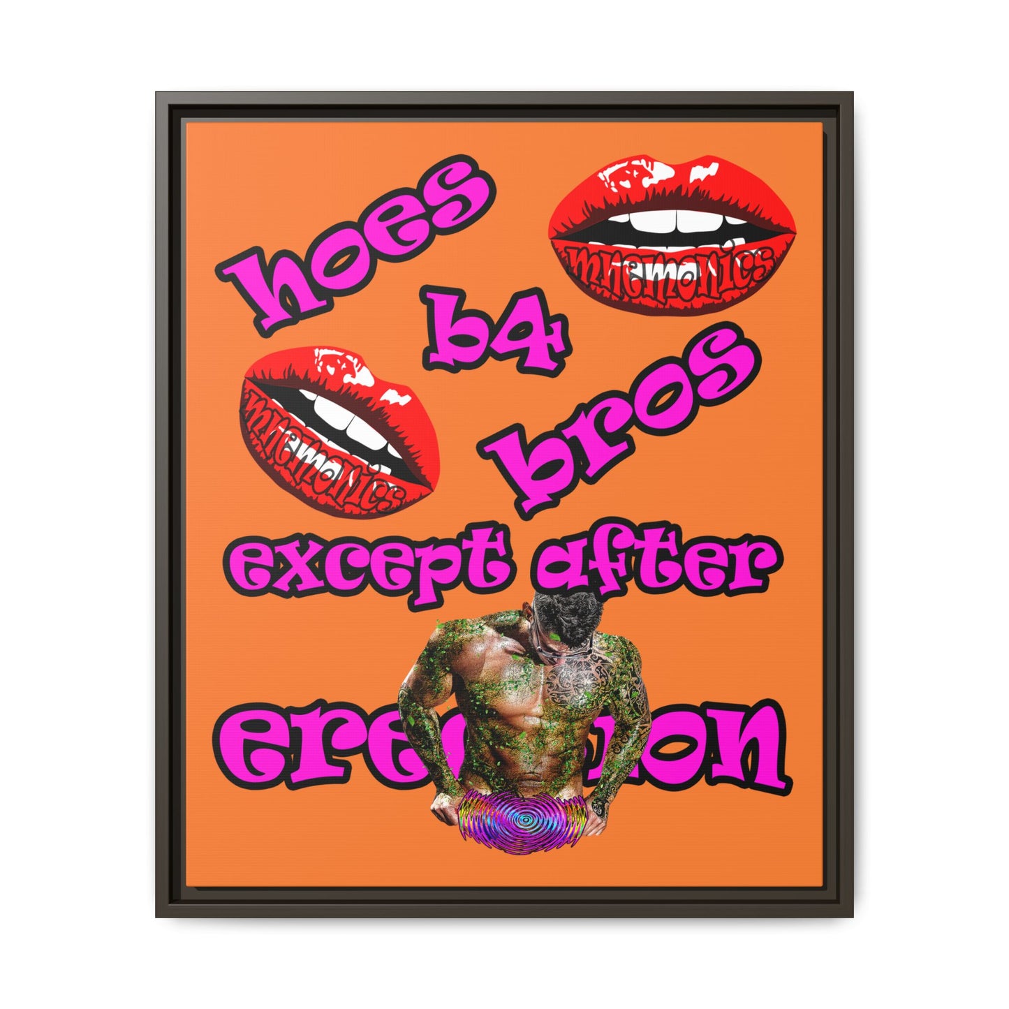hoes b4 bros - framed canvas art (crusta)