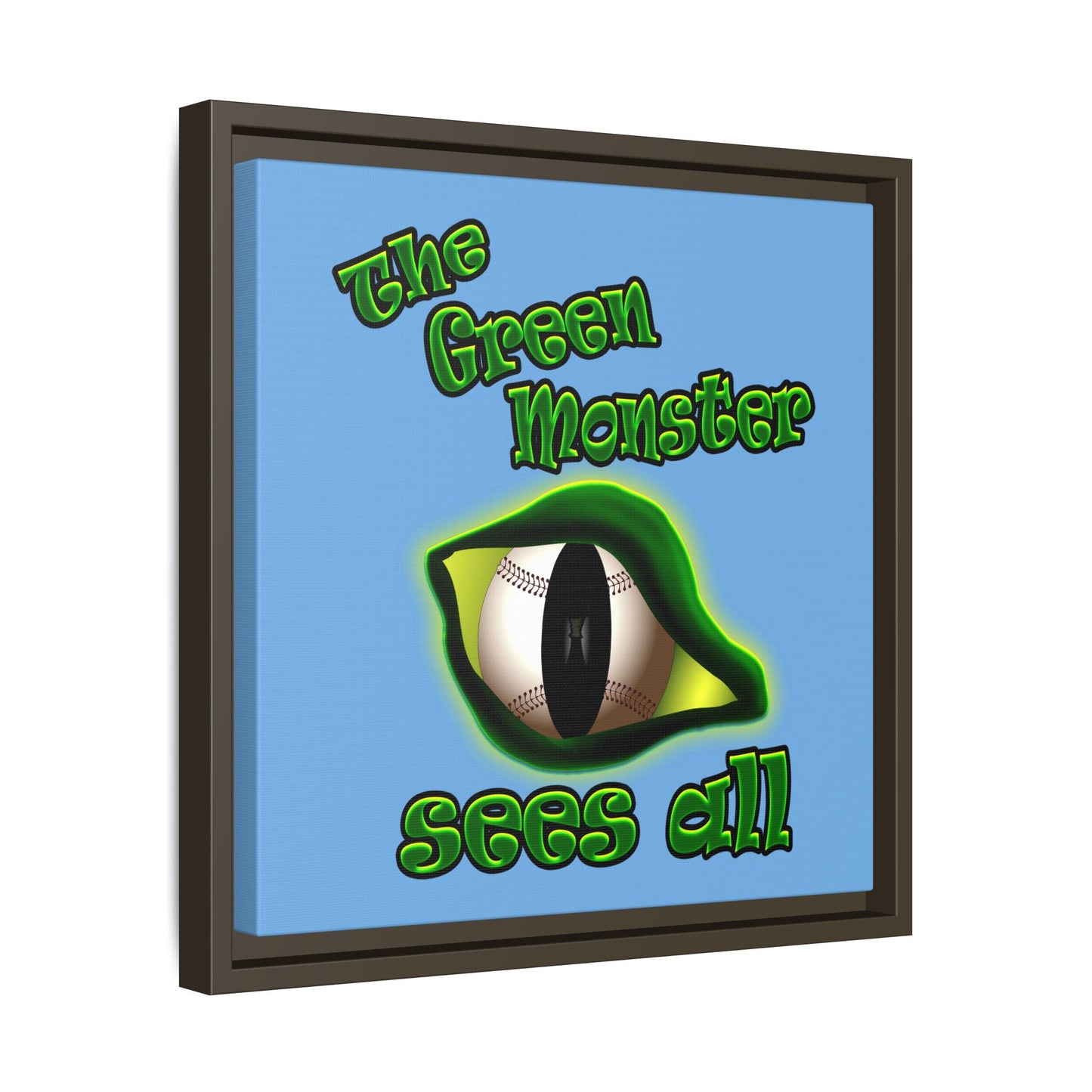 green monster - framed canvas art (light blue)