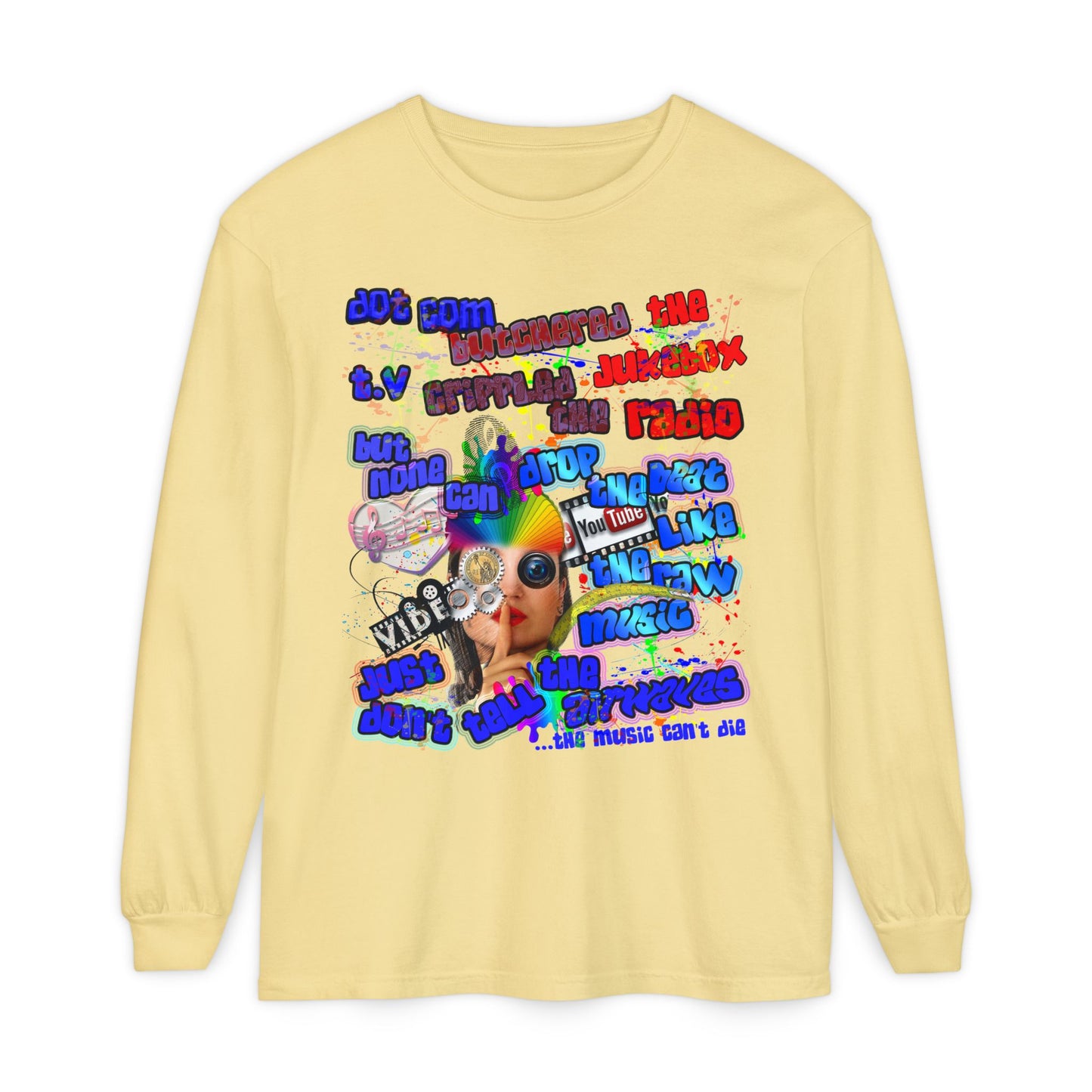 drop the beat - Unisex Garment-dyed Long Sleeve T-Shirt