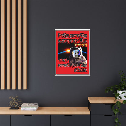 defy conquer reach - framed canvas art (red)