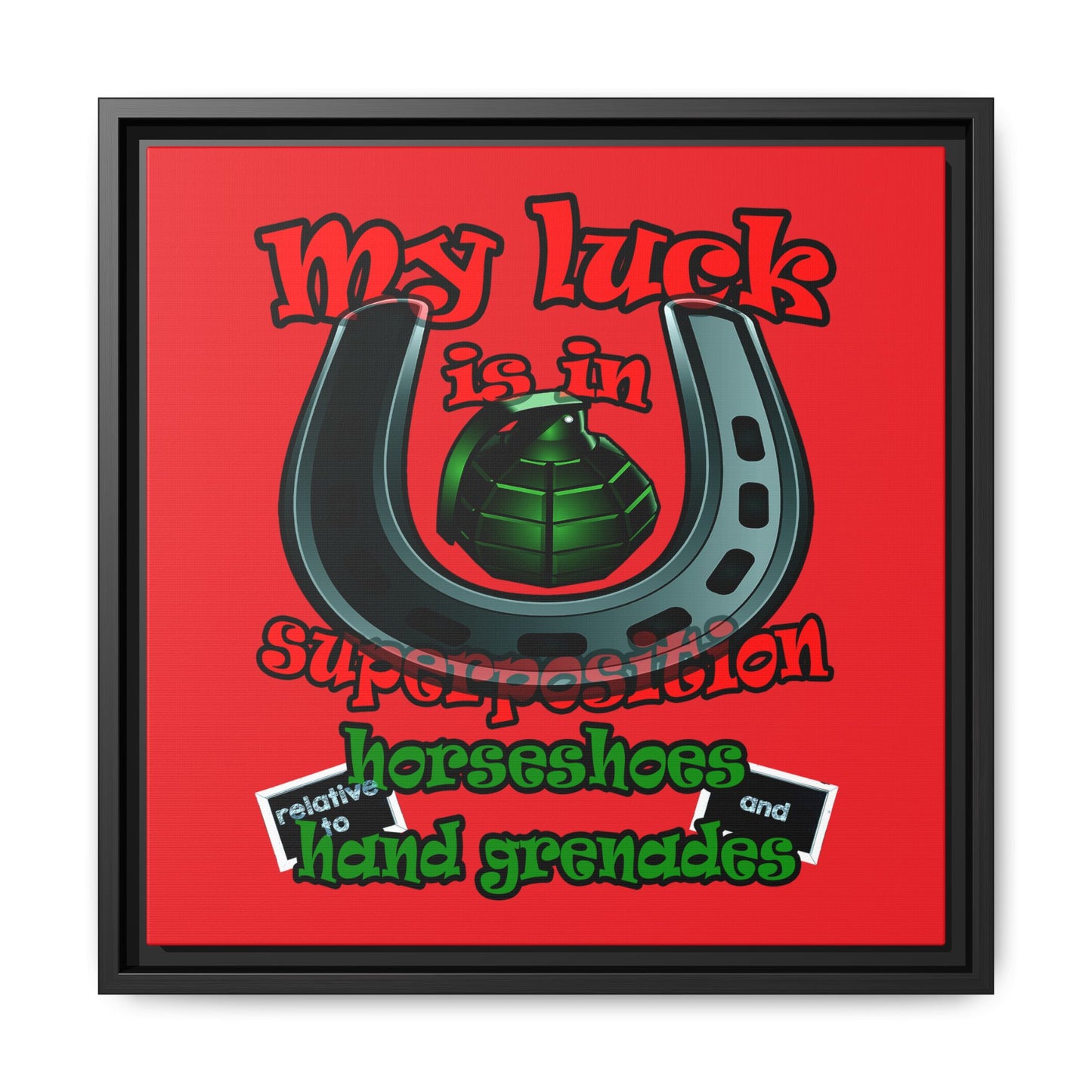 my luck - framed canvas art (red)