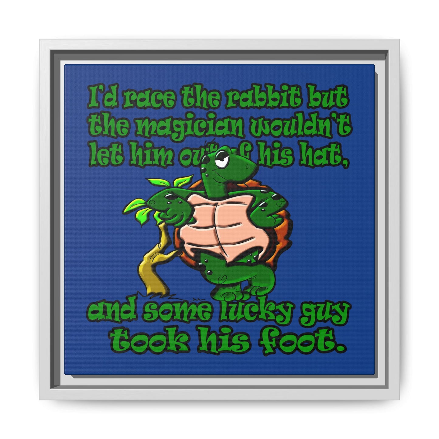 turtle race - framed canvas art (dark blue)