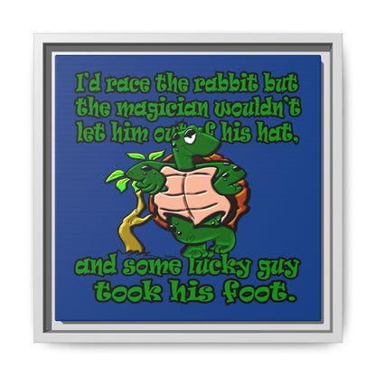 turtle race - framed canvas art (dark blue)