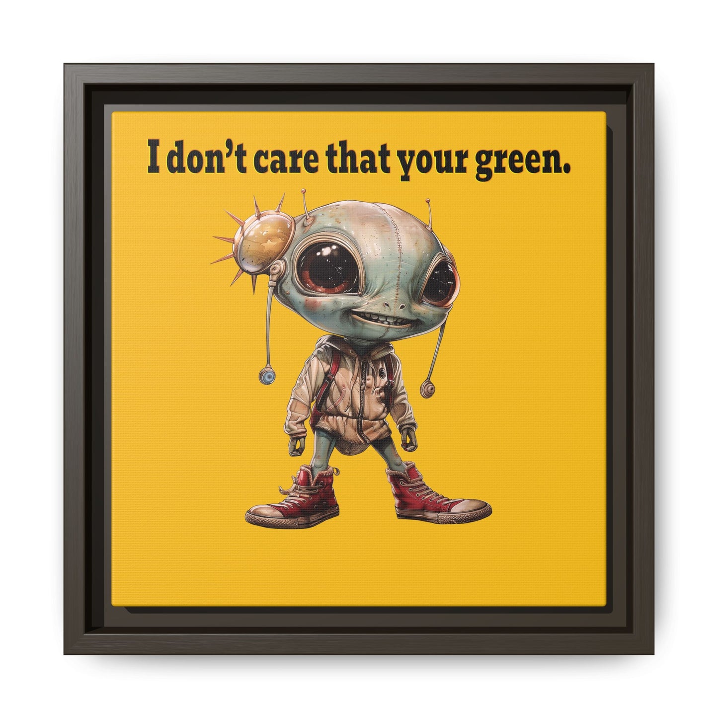 I don't care that your green - framed canvas art (yellow)