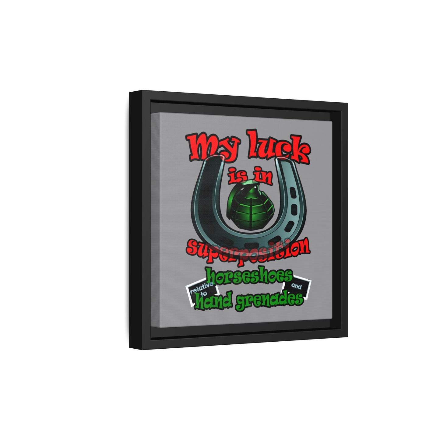 my luck - framed canvas art (grey)
