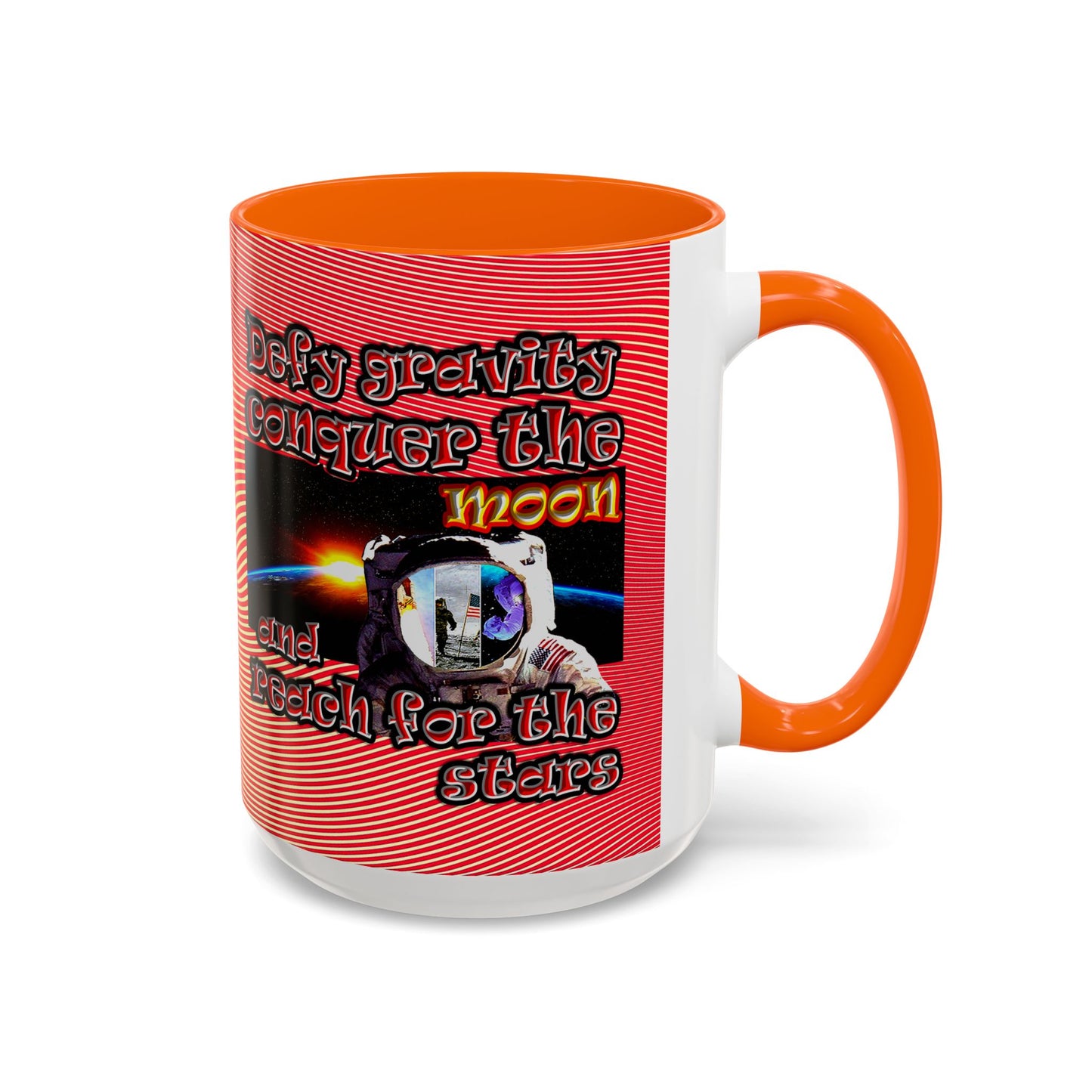defy conquer reach - Accent Mug (yellow-orange wave)